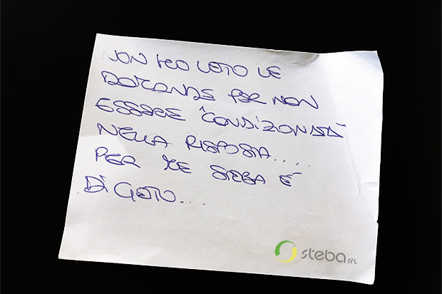 Intervista Steba, biglietto Stefania Incerti